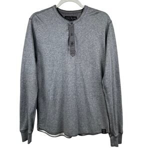 Lucky Brand Black Label Men's Henley Shirt Gray Mid Weight Long Sleeve Size Med